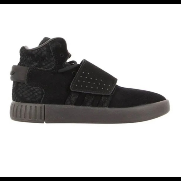 Sz12 kids Adidas 3 stripe Tubular Invader strap triple black GUC basketball - Picture 1 of 16